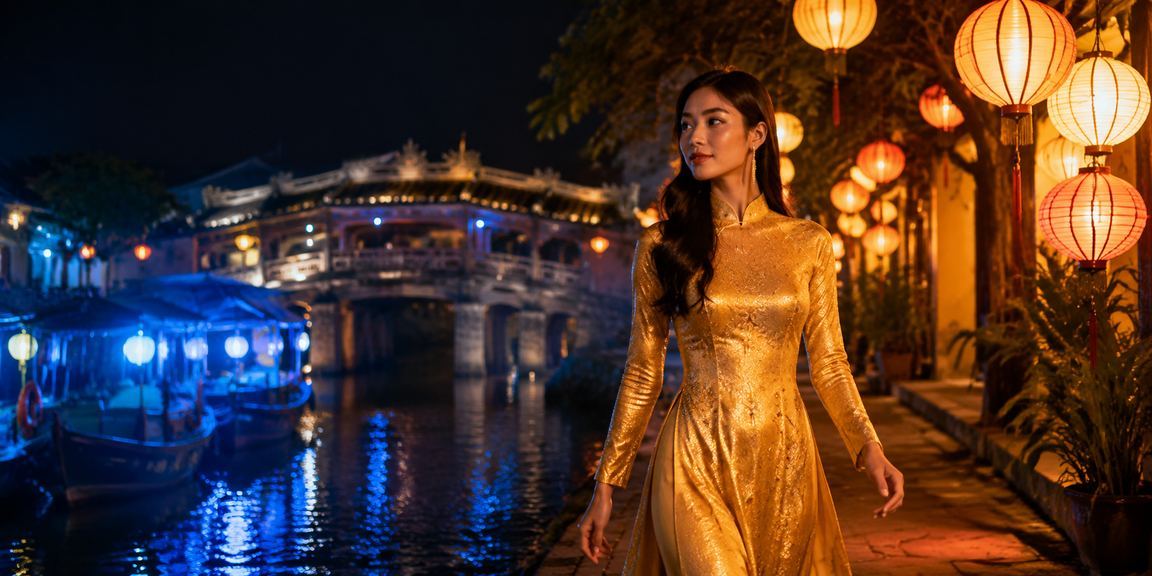 Người dùng Hội An trong trang phục áo dài trải nghiệm casino trực tuyến 60f