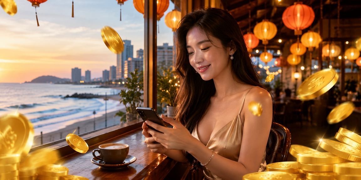 Người dùng Hội An nhâm nhi cà phê và theo dõi kèo cược thể thao